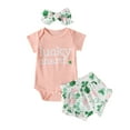 thumbnail image 1 of Gerichy Girls Summer Outfits, Boys Girls Short Sleeve Independence Day 4th Of July Letter Printed Romper Bodysuits Shorts Headbands Outfits, 1 of 7