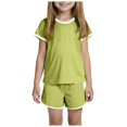 thumbnail image 1 of Gerichy Girls Summer Outfits, Boys Girls T Shirt Shorts Set Sports Two Piece Set For Kids Two Piece Children's Outfits Round Neck Pullover Shirt Shorts, 1 of 9