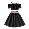 thumbnail image 1 of Gerichy Girls Summer Outfits, Girls' Clothes Spring/summer Children's Clothing New Children's Clothing Lace Sleeve Top Printed Half Skirt Set, 1 of 5