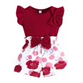 thumbnail image 1 of Gerichy Girls Summer Outfits, Girls Clothes T Shirt Tops Floral Suspender Shorts Ruffle Sleeve Outfits Headband Set Spring Summer, 1 of 9