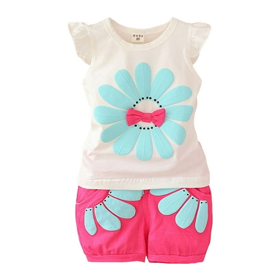 Gerichy Girls Summer Outfits, Girls Short Sleeved Shorts Suit Comfortable Breathable Fashion Casual Cartoon Children Short Sleeved Suit