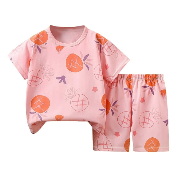 Gerichy Girls Summer Outfits, Girls Solid Color Short Sleeve Top Imitation Denim Jumpsuit Long Pants Bowknot Printed Set