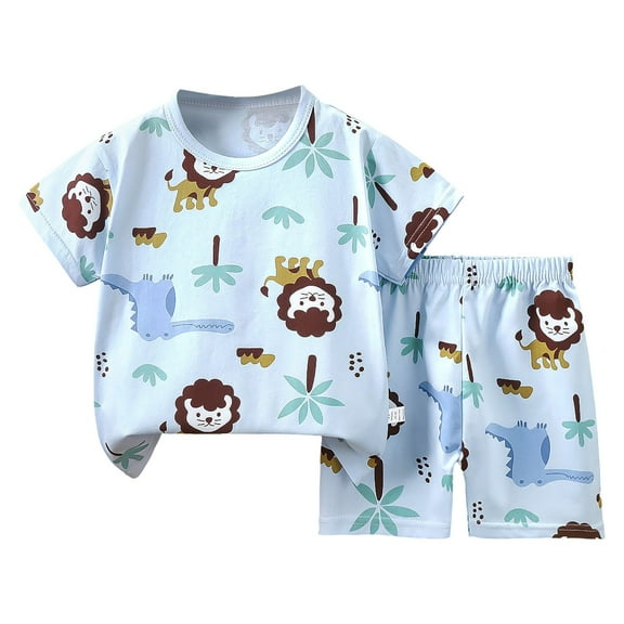 Gerichy Girls Summer Outfits, Girls Solid Color Short Sleeve Top Imitation Denim Jumpsuit Long Pants Bowknot Printed Set