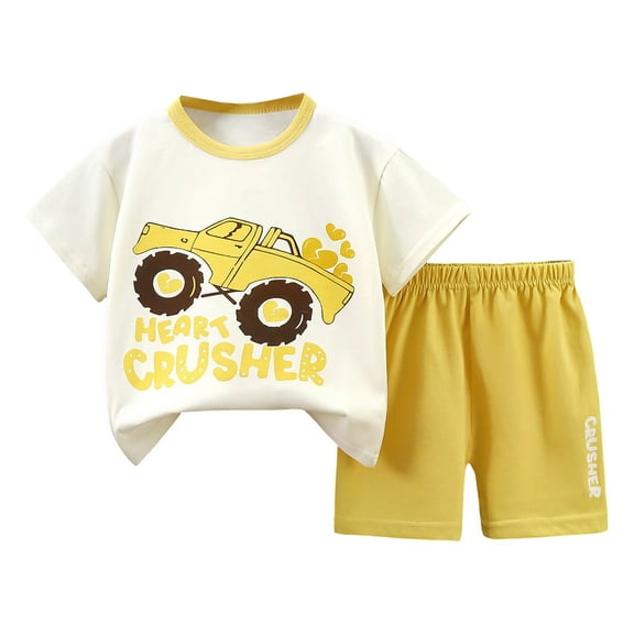 Gerichy Girls Summer Outfits, Girls Solid Color Short Sleeve Top Imitation Denim Jumpsuit Long Pants Bowknot Printed Set