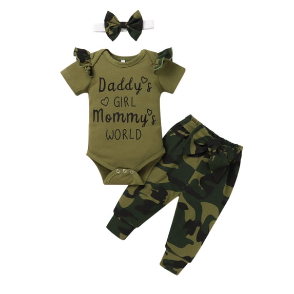 Gerichy Girls Summer Outfits, Girls Summer Short Sleeve Letter Flower Prints Romper Bodysuit Shorts Headbands 3PCS Outfits Clothes Set