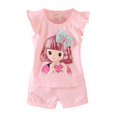 thumbnail image 1 of Gerichy Girls Summer Outfits, Girls Three Quarter Sleeves Trousers Suit Comfortable Breathable Fashion Cute Cartoon Girls Home Suit, 1 of 6