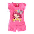 thumbnail image 1 of Gerichy Girls Summer Outfits, Girls Three Quarter Sleeves Trousers Suit Comfortable Breathable Fashion Cute Cartoon Girls Home Suit, 1 of 6