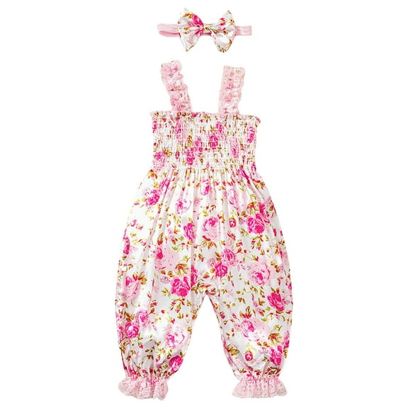 Gerichy Girls Summer Outfits, Toddler Girls New Summer Cotton Sliver Sleeveless Shirt Printed Suspenders Three Piece Set