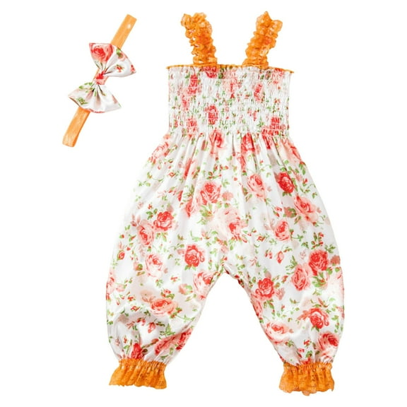 Gerichy Girls Summer Outfits, Toddler Girls New Summer Cotton Sliver Sleeveless Shirt Printed Suspenders Three Piece Set