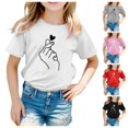 thumbnail image 1 of Gerichy Girls Summer Tops Trendy Short Sleeve T-Shirt Kid Girls Cute Graphic Round Neck Short Sleeve Tee Casual T Shirt Spring Clothes Cute Casual Crewneck Graphic Tees, 1 of 5