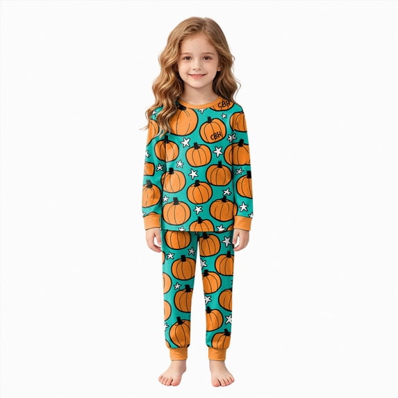 Gerichy Halloween Pajamas Kids Pjs Set Toddler Baby Girl Cotton Long Sleeve Crewneck Tops Matching Sleepwear 2T-9T