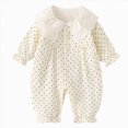 thumbnail image 1 of Gerichy Infant Baby Girl Fall Outfit Romper Floral Print Ruffled Trim Crew Neck Long Sleeve Jumpsuit Newborn Waffle Clothes 0-18 Months, 1 of 7