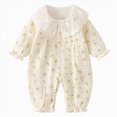 thumbnail image 1 of Gerichy Infant Baby Girl Fall Outfit Romper Floral Print Ruffled Trim Crew Neck Long Sleeve Jumpsuit Newborn Waffle Clothes 0-18 Months, 1 of 7