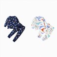 thumbnail image 1 of Gerichy Kids Baby Boys Elastic Cotton Top Pants Set Funny Print Long Sleeve Warm Comfy Pajamas Set 4PCS Fall Winter Outfit, 1 of 6