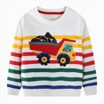 thumbnail image 1 of Gerichy Kids Crewneck Sweatshirt Boys Pullover Sweater Long Sleeve Shirts Dinosaur Striped Truck Top Clothes 2T-8T, 1 of 7