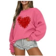 thumbnail image 1 of Gerichy Long Sleeve Shirts for Women Women Oversized Sweatshirt with No Hood - Cute Love Heart Graphic Pullover Valentine's Day Tops Long Sleeve Shirts for Women, 1 of 4