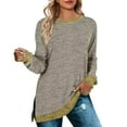 thumbnail image 1 of Gerichy Long Sleeve Shirts for Women Womens Fall Tops Long Sleeve Shirts Crewneck Loose Casual Pullover Fashion Color Block Side Split Black Tunic Tops Lightweight Sweatshirts Long Sleeve Shirts, 1 of 1