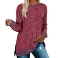 thumbnail image 1 of Gerichy Long Sleeve Shirts for Women Womens Fall Tops Long Sleeve Shirts Crewneck Loose Casual Pullover Fashion Color Block Side Split Black Tunic Tops Lightweight Sweatshirts Long Sleeve Shirts, 1 of 1