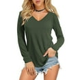 thumbnail image 1 of Gerichy Long Sleeve Shirts for Women Casual V Neck Tops Tee Solid Color Blouses Hoodies for Women Long Sleeve Shirts for Women, 1 of 3