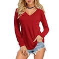 thumbnail image 1 of Gerichy Long Sleeve Shirts for Women Casual V Neck Tops Tee Solid Color Blouses Hoodies for Women Long Sleeve Shirts for Women, 1 of 3