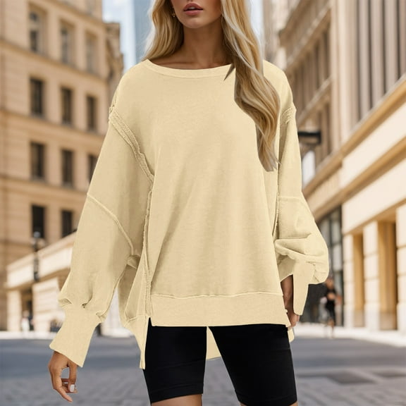 Gerichy Long Sleeve Shirts for Women Crewneck Sweatshirt Women Tunic Shirt Oversized Drop Shoulder Tops Long Sleeve Shirts for Wome