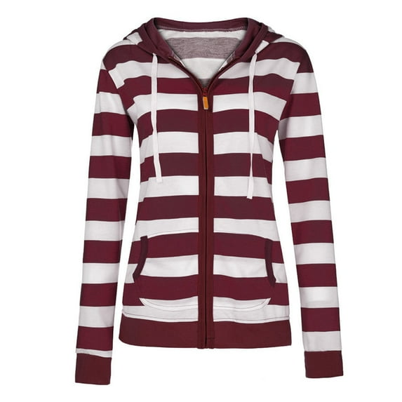 Gerichy Long Sleeve Shirts for Women Women Ladies Zipper Tops Hoodie Hooded Sweatshirt Coat Jacket Casual Slim Jumper