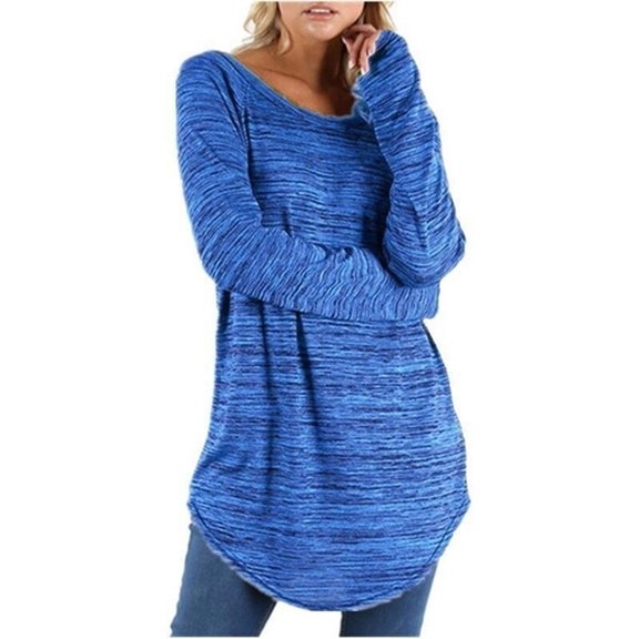 Gerichy Long Sleeve Tops for Women Hide Belly Long Shirt Flowy Round Neck Solid Long Sleeve Shirts Plus Size Tops for Women Dressy Comfy Tunic Tops to Wear with Leggings