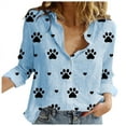 thumbnail image 1 of Gerichy Long Sleeve Tops for Women Ladies Dog Paw Print Button Long Sleeve Shirt Womens Loose Daisy Printing Long Shirt Cotton Ladies Casual Tops T-Shirt Blouse Long Sleeve Shirts for Women, 1 of 6