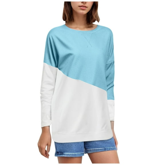 Gerichy Long Sleeve Tops for Women Long Sleeve Shirts for Women Fashion Dressy Casual Fall Crewneck Sweatshirt Loose Fitting Tops Side Split Shirt Pullover