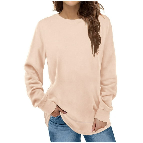 Gerichy Long Sleeve Tops for Women Crewneck Casual Long Sleeve Shirts Tunic Tops Women's Long Sleeve Solid Color Sweatshirt Top