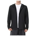 thumbnail image 1 of Gerichy Men's Sun Protection Jacket Hooded Lightweight Full Zip Long Sleeve Cooling Hiking Fishing Performance Shirts Black,2XL, 1 of 5