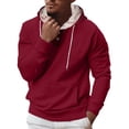 thumbnail image 1 of Gerichy Mens Hooded Sweatshirt Long Sleeve Solid Knitted Hoodie Pullover Sweater Red,XL, 1 of 5