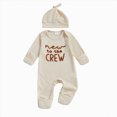 thumbnail image 1 of Gerichy Newborn Baby Boy Fall Outfit Romper Jumpsuit Bodysuit Infant Clothes Letter Long Sleeve Crew Neck Winter Cute Waffle Bodysuit 0-6 Months, 1 of 5
