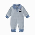 thumbnail image 1 of Gerichy Newborn Baby Girl Boy Winter Clothes Long Sleeve Lapel Jumpsuit Collar Striped Romper Playsuit Infant Baby Boys Fall Outfit 0-18 Months, 1 of 6