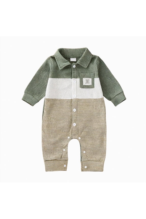 Newborn Baby Girl Boy Winter Clothes Long Sleeve Lapel Jumpsuit Collar Plaid Romper Playsuit 0 3 6 9 12 18 Months Infant Baby Boys Fall Outfit