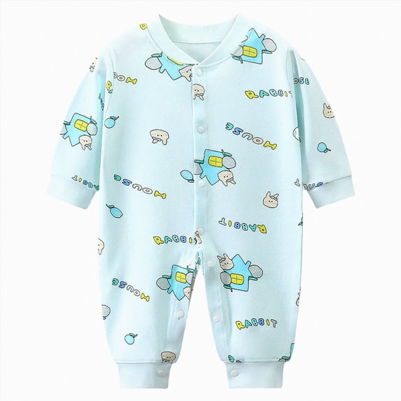 Gerichy Newborn Baby Girls Boys Cotton Romper Outfits Infant Long Sleeve One-Piece 0 3 6 12 18 Months Toddler Button Jumpsuits