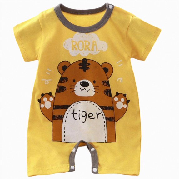 Gerichy Newborn Boy Clothes Newborn Onesies Kid Summer Thin 0 3 6 12 Months Baby Button Round Neck Short Sleeve Rompers