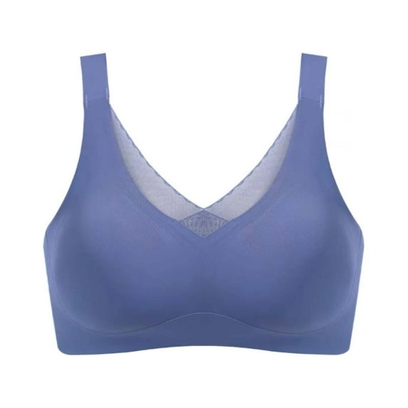 Gerichy Seamless Post-Surgery Bra for Women, Mastectomy Bra with Cotton Breast Forms Blue,2XL