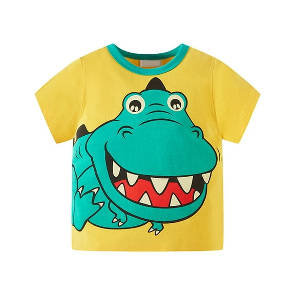 Gerichy Shirts for Boys Boys Tshirt Toddler Kids Baby Boys Summer Cartoon Cute Dinosaur Short Sleeve Crewneck T Shirts Tops Tee Yellow And Blue Optional