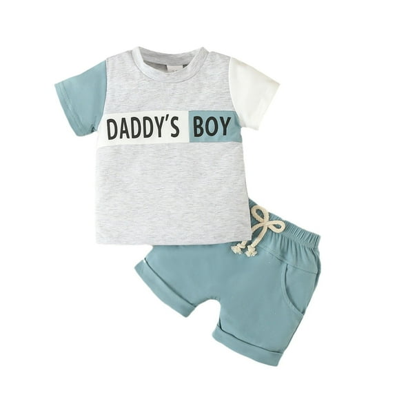 Gerichy Summer Outfits Set For Kids Boys Toddler Boys Short Sleeve Letter Prints T Shirt Pullover Tops Shorts Outfits