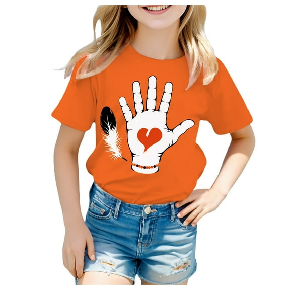 Gerichy Summer Short T-Shirts for Girls Short Sleeve Graphic Prints Tees Funny Crewneck Tops Summer Short T-Shirts for Girls Trendy Tops Kids Girls Short Sleeve Tee T Shirt Casual Fit Basic Shirt