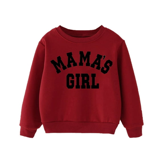 Gerichy Toddler And Youth Crewneck letter printed Sweatshirt Wine,3-4 Years