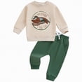 thumbnail image 1 of Gerichy Toddler Baby Boy Clothes 6 12 18 24 Months 3T Long Sleeve Crewneck Sweatshirt Top Casual Pants Set 2Pcs Fall Winter Outfits,Green, 1 of 7