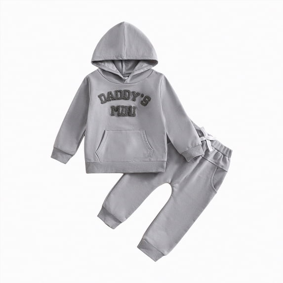 Gerichy Toddler Baby Boy Clothes Baby Toddler Boy Fall Hooded Clothing Set 0 6 12 18 24 Months 2T 3T Letter Embroidery Long Sleeve Hoodie and Elastic Sweatpants 2 Piece Outfits