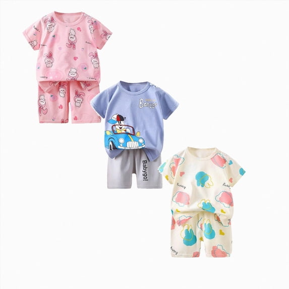 Gerichy Toddler Baby Boy Clothes Boys Summer Outfits 1t 2t 3t 4t 5t 6t Short Sleeve Dinosaur T-Shirt & Shorts Set 6Pcs