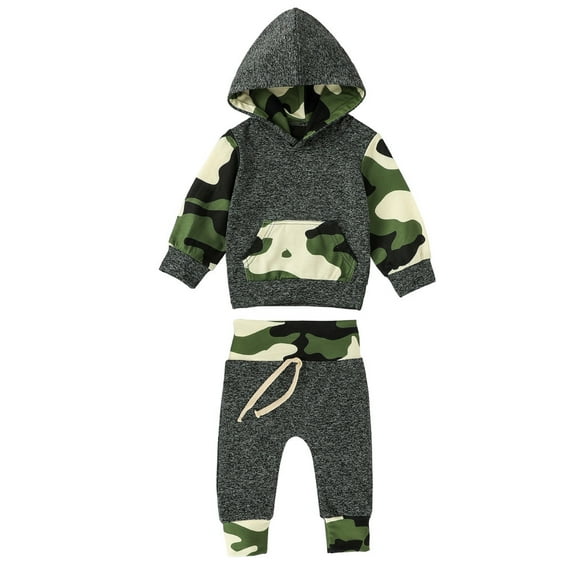 Gerichy Toddler Baby Boy Clothes Fall Winter Outfit, Baby Boy Camouflage Hooded T shirt Pants Set Outfits