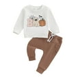 thumbnail image 1 of Gerichy Toddler Baby Boy Clothes Fall Winter Outfit, Baby Boys Outfit 2PCS Children's Suit Letter Printed Long Sleeved Trousers Sweatshirt and Jogger Pants Set Cute Outfits Fall Winter Clothing Set, 1 of 4