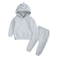 thumbnail image 1 of Gerichy Toddler Baby Boy Clothes Fall Winter Outfit, Baby Boys Outfit 2PCS Toddler Kids Babys Girls Boys Spring Winter Solid Warm Thick Long Sleeve Pants Hooded Hoodie Sweatshirt Set Outfits, 1 of 5