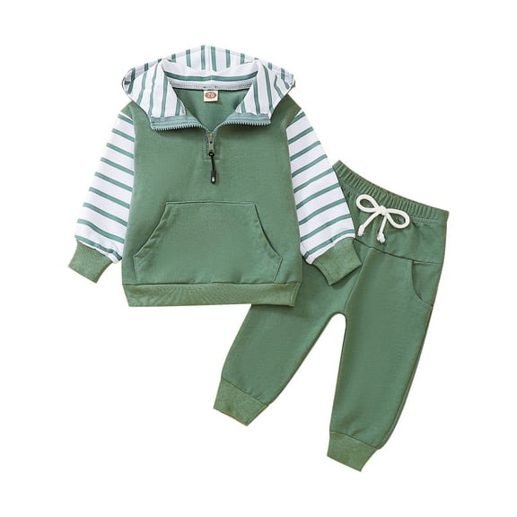 Gerichy Toddler Baby Boy Clothes Fall Winter Outfit, Baby Girls Cotton Autumn Striped Hooded Long Sleeve Pants Set Outfits Sweatshirt Clothes
