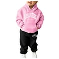 thumbnail image 1 of Gerichy Toddler Baby Boy Clothes Fall Winter Outfit, Boys 2 Piece Outfit Long Sleeve LOSANGELES CALIFORNIA Print Pullover Hoodie Sweatshirt Loose Sweatpants Bottom Joggers Sport Running Suit, 1 of 6